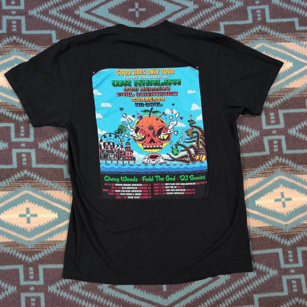 Wiz Khalifa good vibes only tour 2025 Kush & OG T Shirt Medium/Large 420 Weed